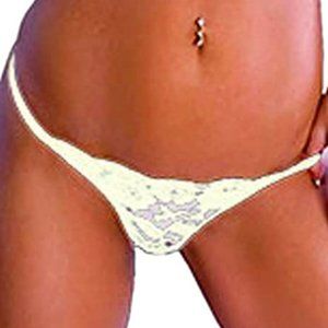 Body Zone Crotchless Lace Thong WHITE - UN005